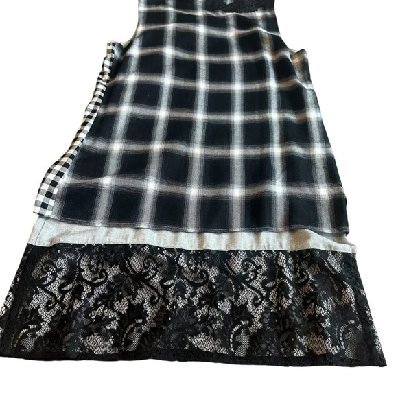 Desigual Sleeveless Dress Patch Plaid Lace Shift Fit Size 38 10 Women's US - Picture 8 of 9